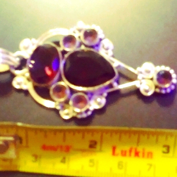 NWOT- STERLING/AMETHYST 7 STONES PENDANT. - Picture 1 of 2